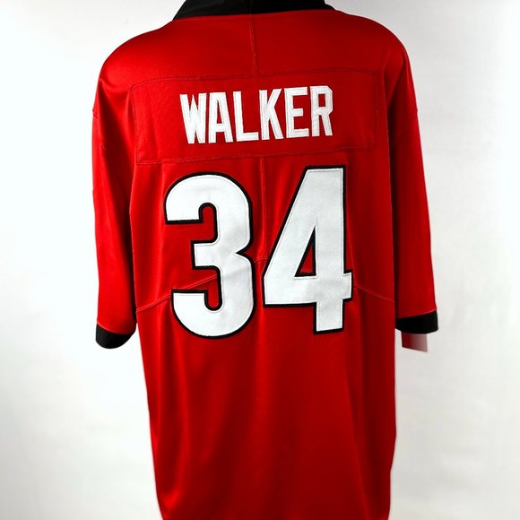 GEORGIA BULLDOGS #34 WALKER Sewn Jersey RED  MEDIUM,  LARGE - Picture 4 of 4